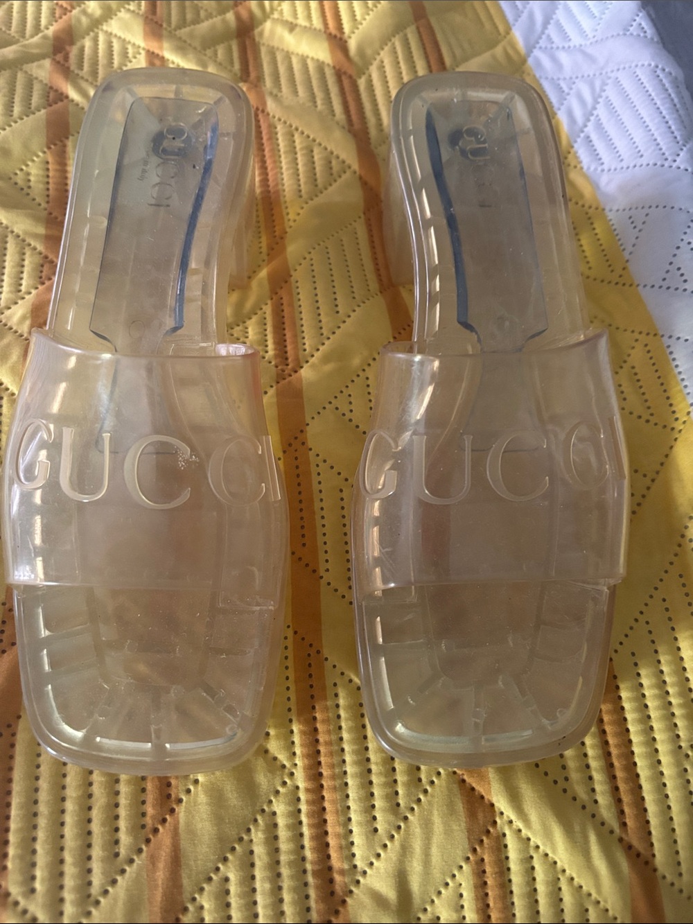 Gucci Translucent Beige Jelly Slide Sandals